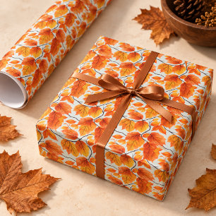 Papier Cadeau Feuilles d'automne à l'aquarelle – Feuillage d'aut