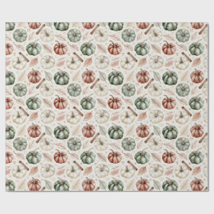 Papier Cadeau Feuilles d'automne antiques et cannelle – Automne