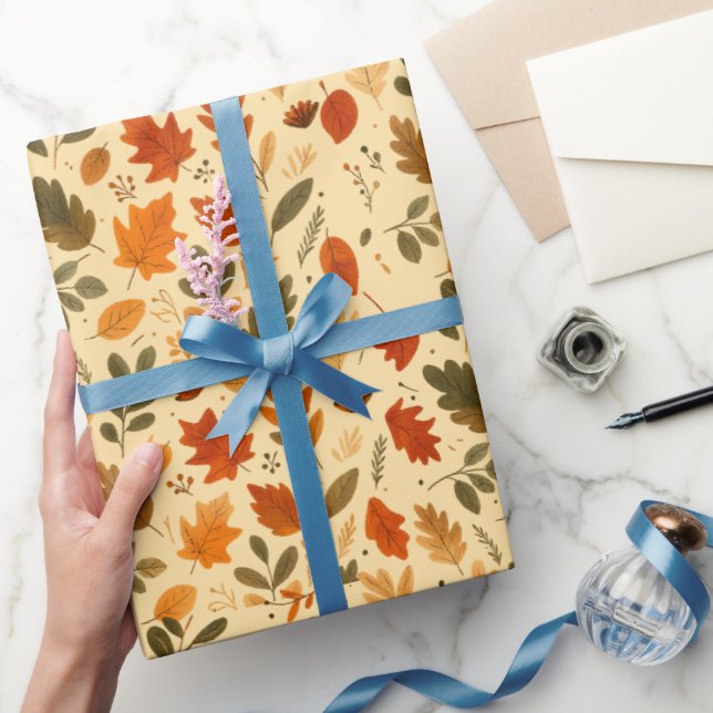 Papier Cadeau Feuilles d'automne, Citrouille et design saisonnie (Cadeaux)