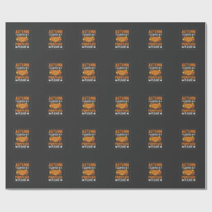 Papier Cadeau Feuilles d'automne Citrouille Halloween Design