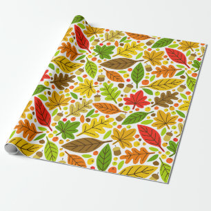 Papier Cadeau Feuilles d'automne colorées