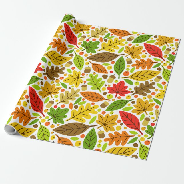 Papier Cadeau Feuilles d'automne colorées (Déroulé)