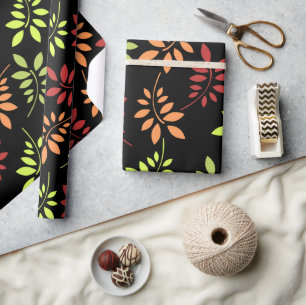 Papier Cadeau Feuilles d'automne colorées dans des tons chauds e
