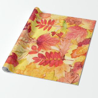 Papier Cadeau Feuilles d'automne colorées. Motif des feuilles to