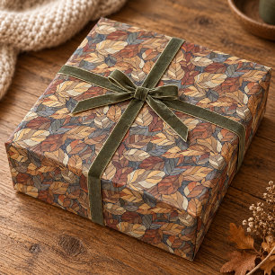 Papier Cadeau Feuilles d'automne élégantes en verre teinté - Aut