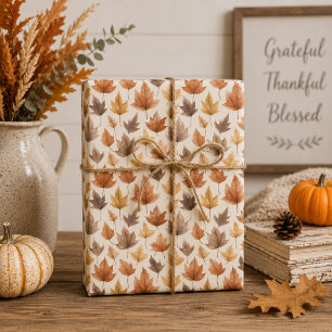 Papier cadeau Feuilles d'automne en Orange Brûlé O