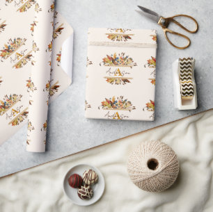 Papier Cadeau Feuilles d'automne encadrent personnalisé