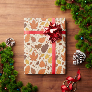 Papier Cadeau Feuilles d'automne et glands sans couture