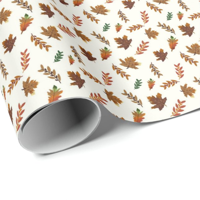 Papier Cadeau Feuilles d'automne, impression d'automne (Coin rond)