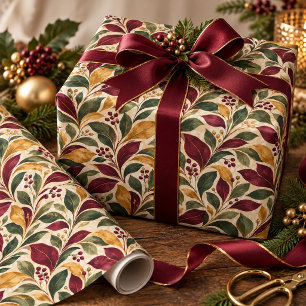Papier Cadeau Feuilles d'automne Jeweltones