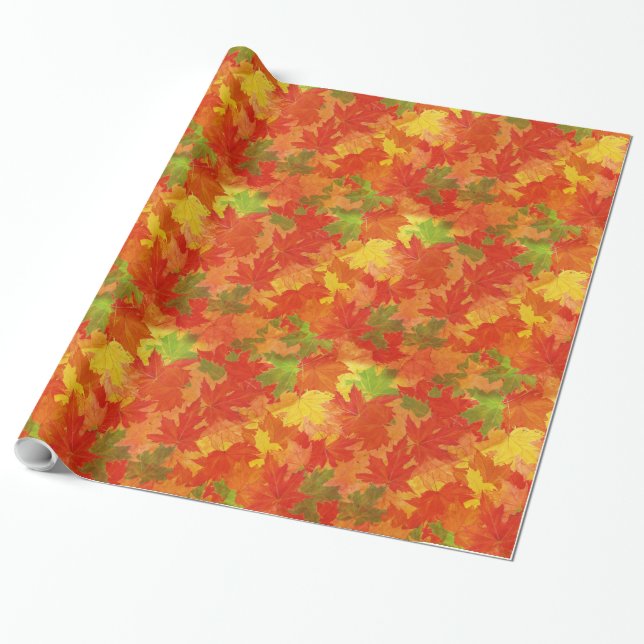 Papier Cadeau Feuilles d'automne motif (Déroulé)
