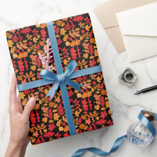 Papier Cadeau Feuilles d'automne motif 02 Black BG
