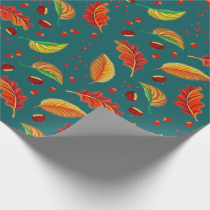 Papier Cadeau Feuilles d'automne Noix châtaignes Motif Élégant a