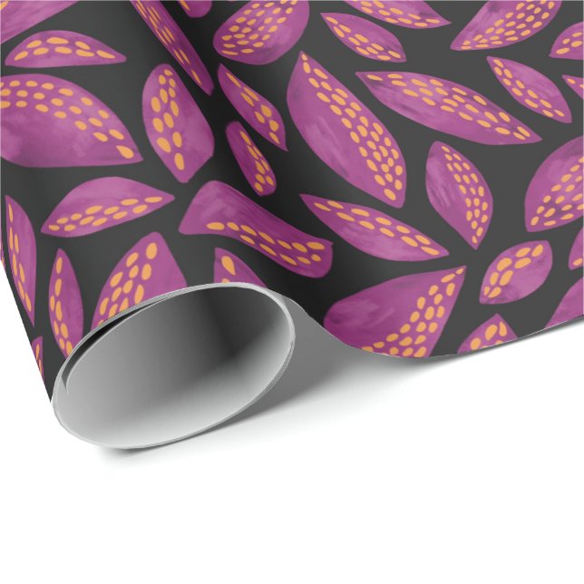 Papier Cadeau Feuilles d'automne pourpre (Coin rond)