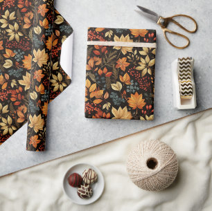 Papier Cadeau Feuilles d'automne qui tombent
