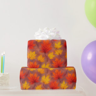 Papier Cadeau Feuilles d'automne Rustique Aquarelle - Feuillage