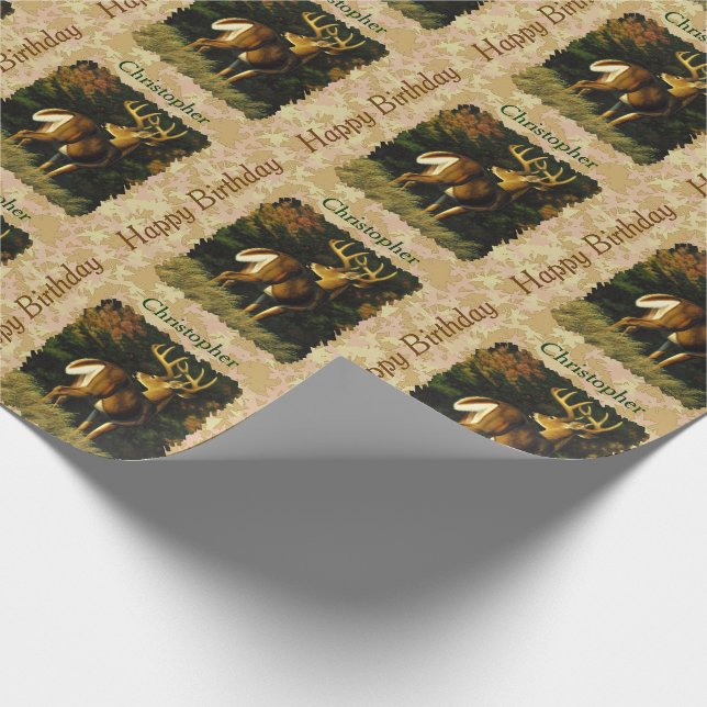 Papier Cadeau Feuilles d'automne Whitetail Buck (Coin)