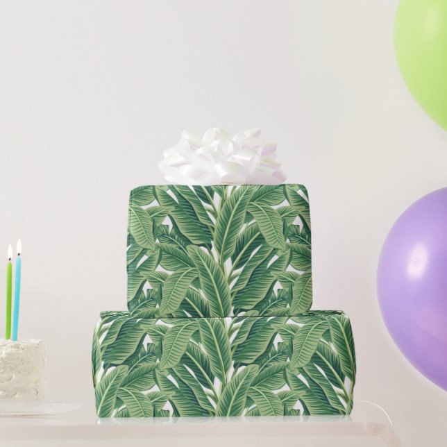 Papier Cadeau Feuilles de bananes tropicales vertes (Cadeaux de fête)