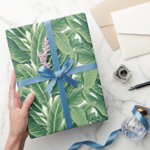 Papier Cadeau Feuilles de bananes tropicales vertes