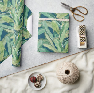 Papier Cadeau Feuilles de bananier tropicales vertes vintage