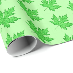 Papier Cadeau Feuilles de chêne - nuances de vert
