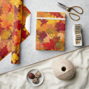 Papier Cadeau Feuilles de chute d'aquarelle - Vintage Motif d'au