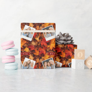 Papier Cadeau Feuilles de Érable d'Automne Personnalisées Couleu