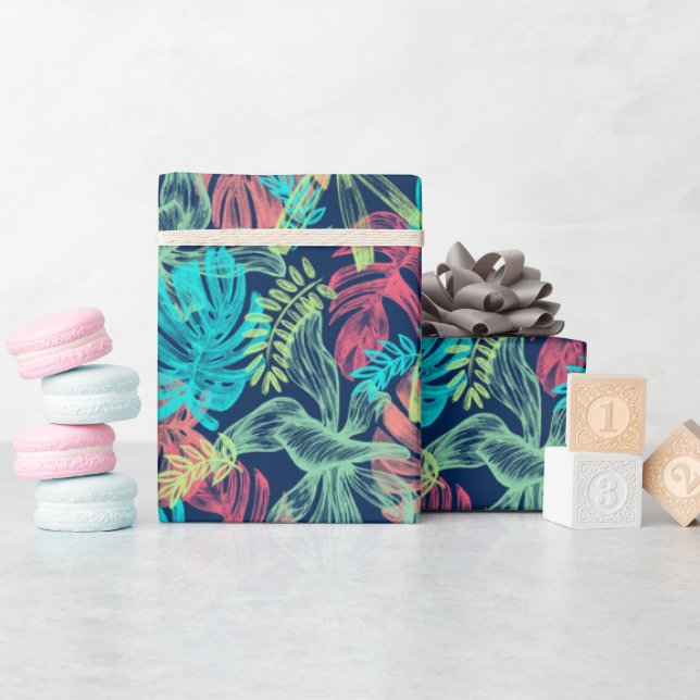 Papier Cadeau Feuilles de feuillus tropicaux (Baby Shower)