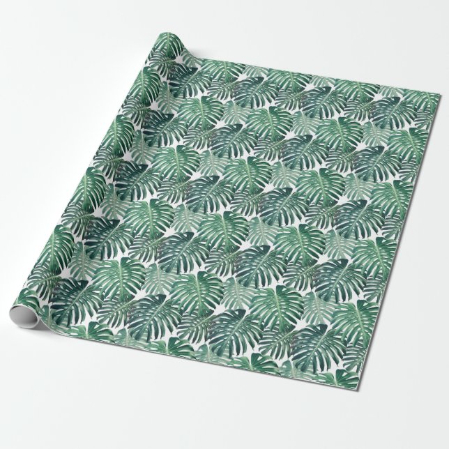 Papier Cadeau Feuilles de la jungle tropicale Arrière - plan flo (Déroulé)