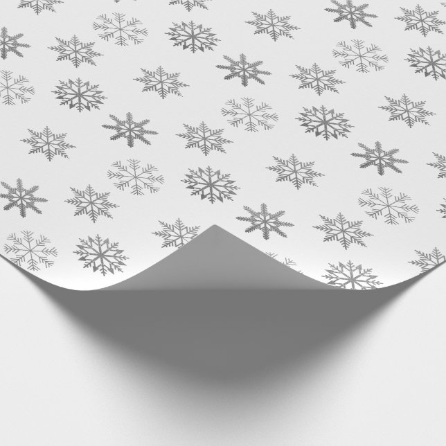 Papier Cadeau Feuilles de neige en argent Papier d'enveloppement (Coin)