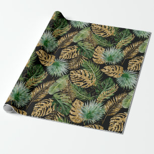 Papier Cadeau Feuilles de palme tropicale Monstera Faux Parties