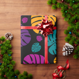 Papier Cadeau Feuilles de palmier colorées