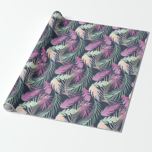 Papier Cadeau Feuilles de palmier colorées vibrantes tropicales