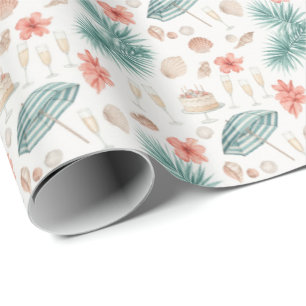 Papier Cadeau Feuilles de palmier d'anniversaire tropical et ver