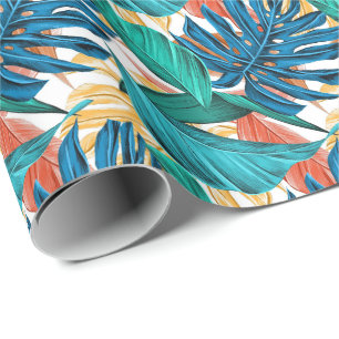 Papier Cadeau Feuilles de palmiers tropicaux