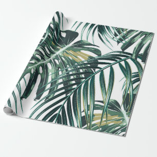 Papier Cadeau Feuilles de palmiers tropicaux, feuilles de jungle