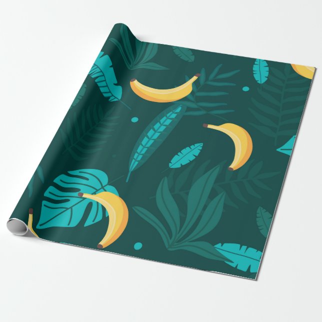 Papier Cadeau Feuilles de palmiers tropicaux motif sans couture. (Déroulé)