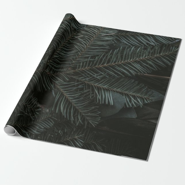 Papier Cadeau Feuilles de pins verts (Déroulé)