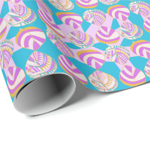 Papier Cadeau Feuilles de tête de poisson Nouveau Lilac Gold Tur