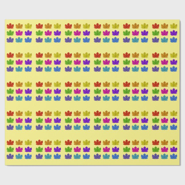 Papier Cadeau Feuilles d'érable colorés (Plat)