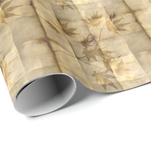 Papier Cadeau Feuilles d'érable or sur papier parchemin élégant