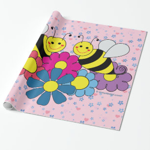 Papier Cadeau Feuilles d'illustration de conception d'abeilles