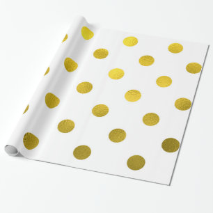 Papier Cadeau Feuilles d'or Faux métalliques Foil Grand Polka Po