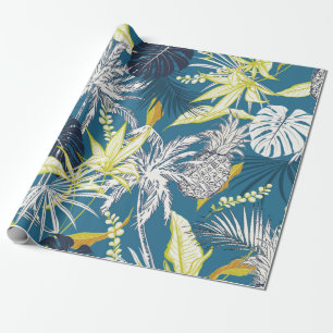 Papier Cadeau Feuilles et fruits de la forêt tropicale colorée d