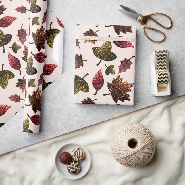 Papier Cadeau Feuilles étincelants automne étincelants motif (Artisanat)