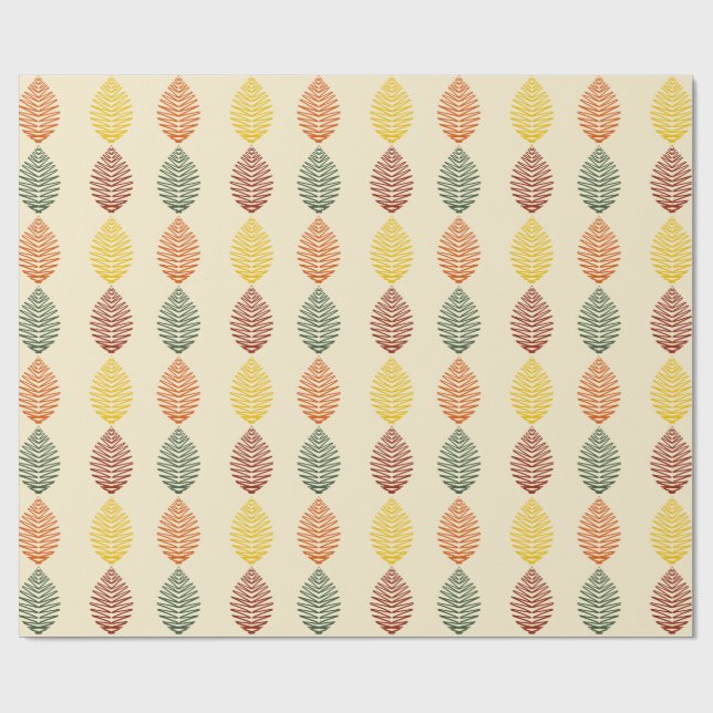 Papier Cadeau Feuilles Géométriques | Couleurs d'Automne (Plat)