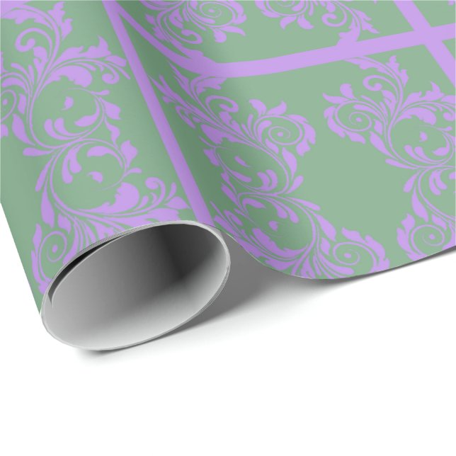 Papier Cadeau Feuilles Lilac et Mint (Coin rond)