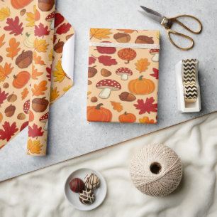 Papier Cadeau Feuilles qui tombent Magie Automne paisible