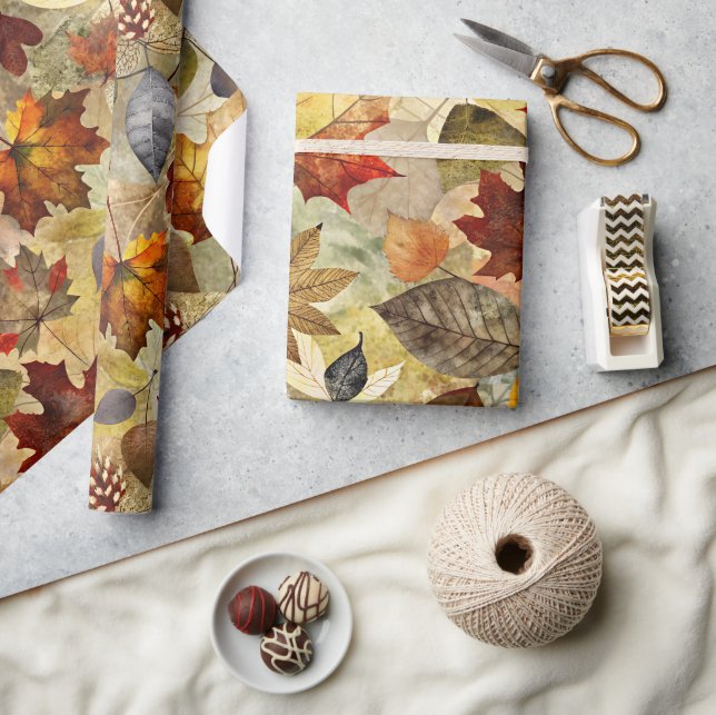 Papier Cadeau Feuilles secs d'automne (Artisanat)