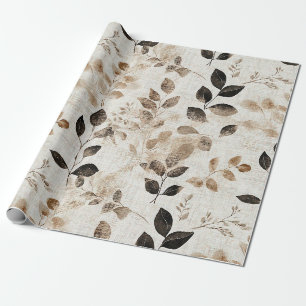 Papier Cadeau Feuilles Terriennes Pressées au Charme Intemporel